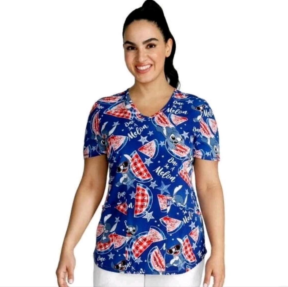 Disney Scrub Tops Bundle XL Little Mermaid Lilo & Stitch Shirts Womens Ariel - Picture 3 of 15
